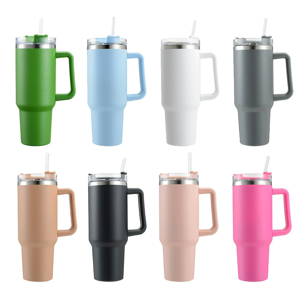 Cafe Insulated Tumbler Straw Stainless Steel Coffee Termos Cup In-car