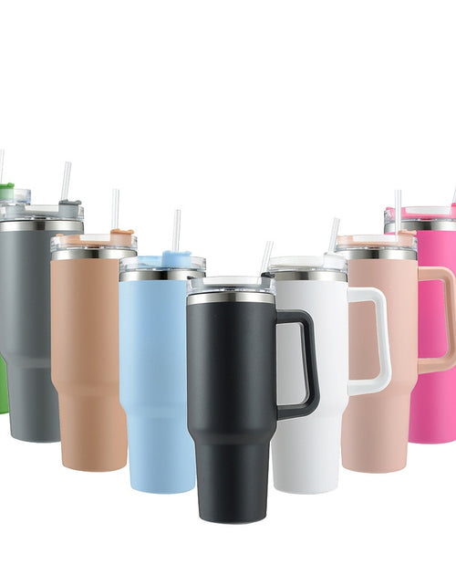 Load image into Gallery viewer, Cafe Insulated Tumbler Straw Stainless Steel Coffee Termos Cup In-car
