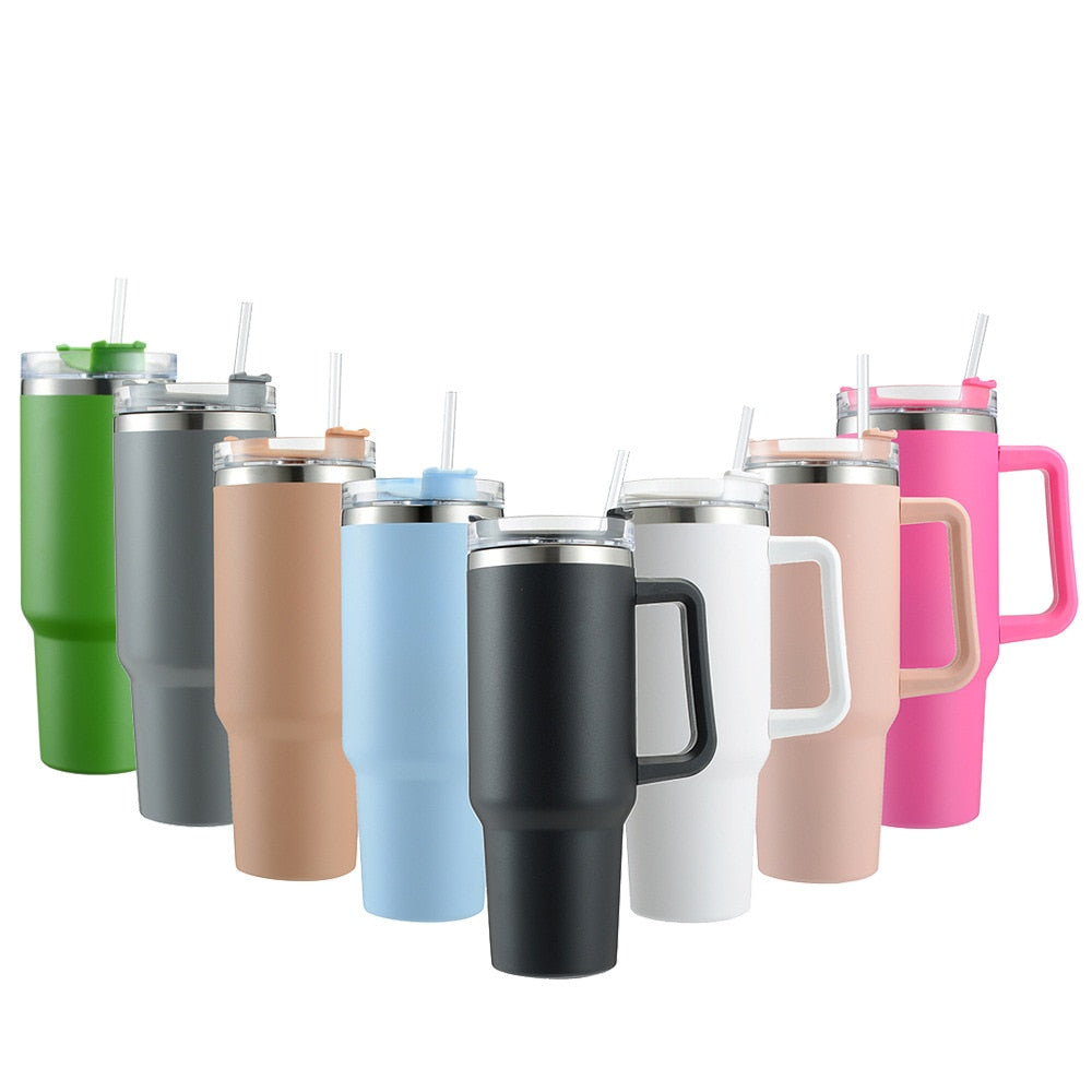 Cafe Insulated Tumbler Straw Stainless Steel Coffee Termos Cup In-car