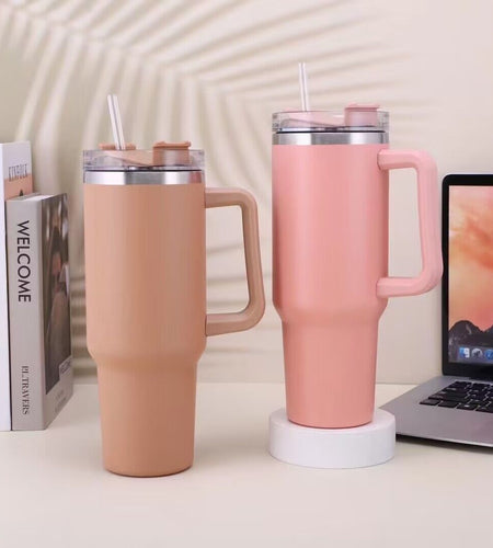 Cafe Insulated Tumbler Straw Stainless Steel Coffee Termos Cup In-car