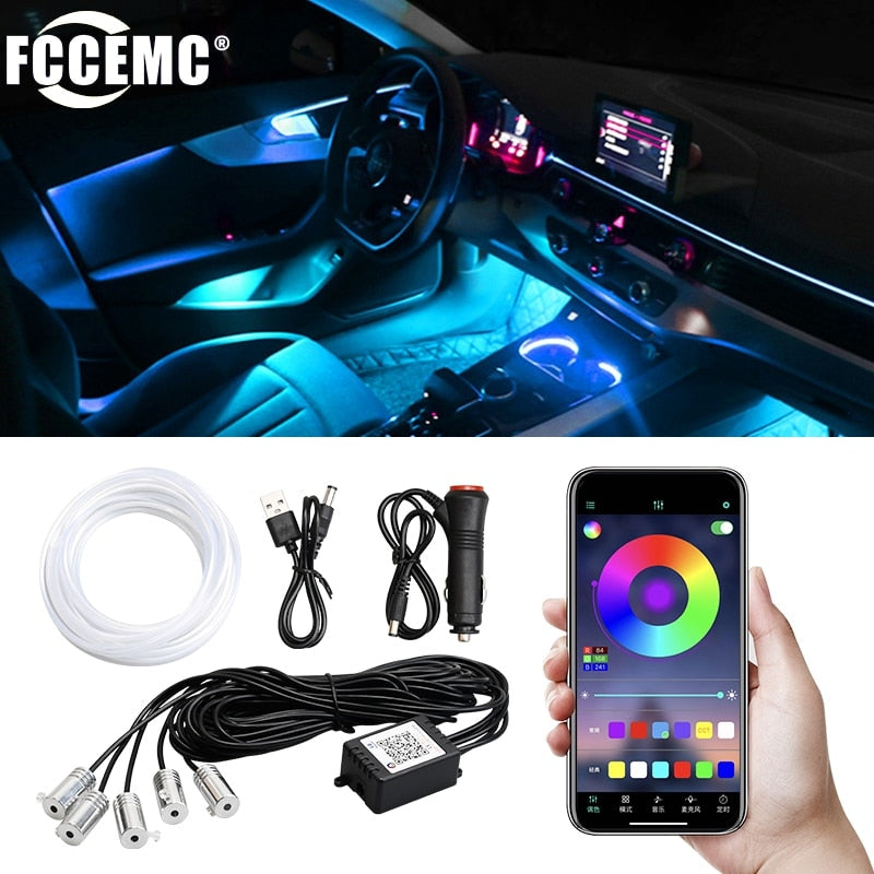 5/6 In 1 Car Led Interior Atmosphere Lights Universal Rgb Ambient