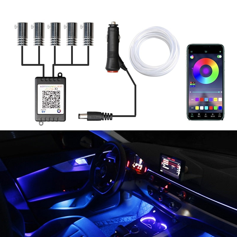 5/6 In 1 Car Led Interior Atmosphere Lights Universal Rgb Ambient