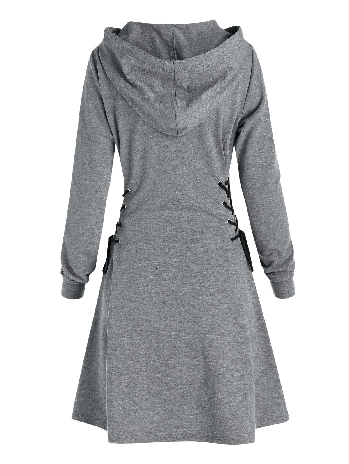 Casual Women Long Sleeve Autumn Dress Drawstring Lace Up Mini Hoodie