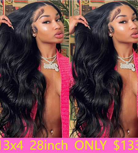Cheap 30 Inch Wavy Body Wave Lace Front Wig 13x4 HD Transparent Lace