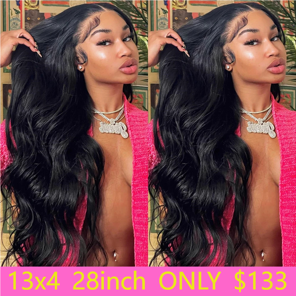 Cheap 30 Inch Wavy Body Wave Lace Front Wig 13x4 HD Transparent Lace