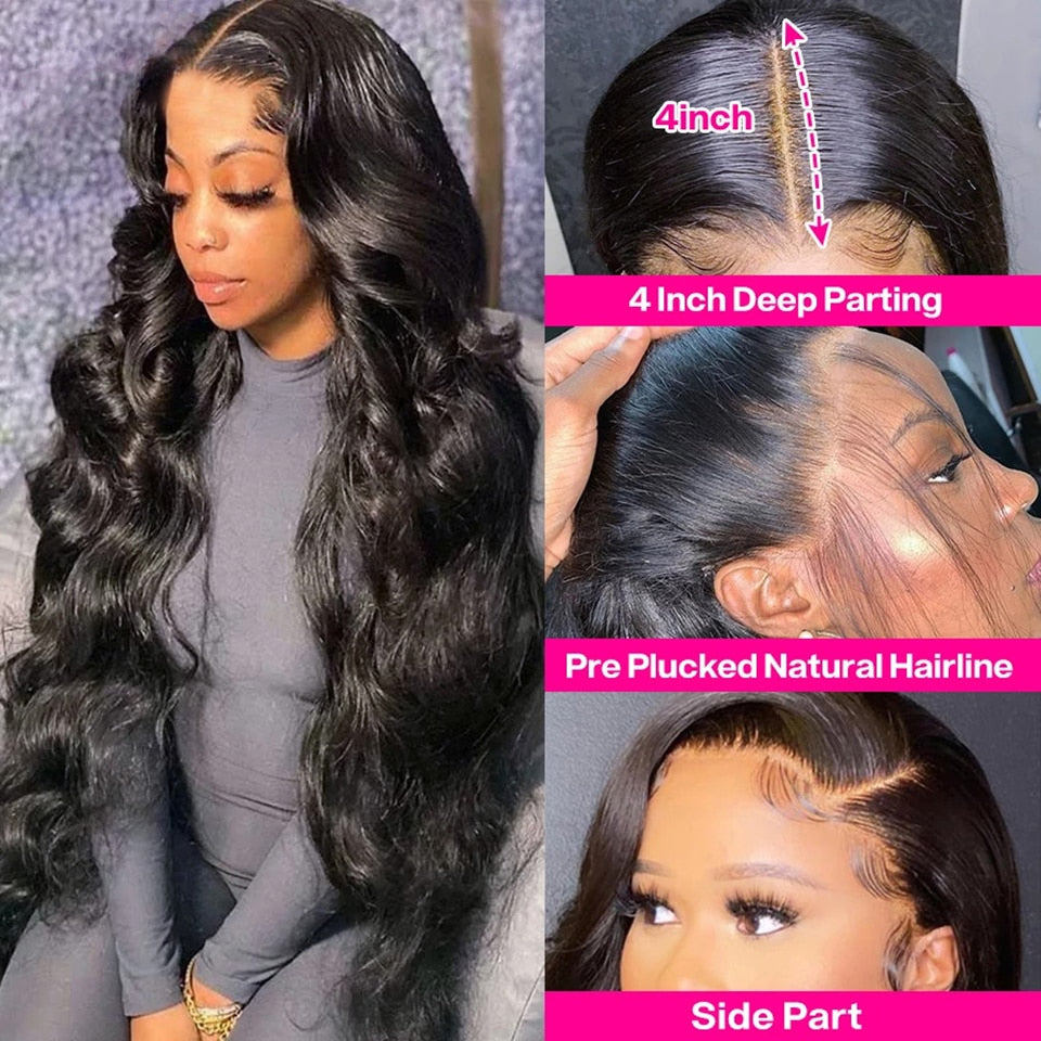 Cheap 30 Inch Wavy Body Wave Lace Front Wig 13x4 HD Transparent Lace