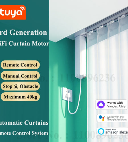 Tuya Wifi Motor Electric Curtain Guide Rail - Smart Intelligent