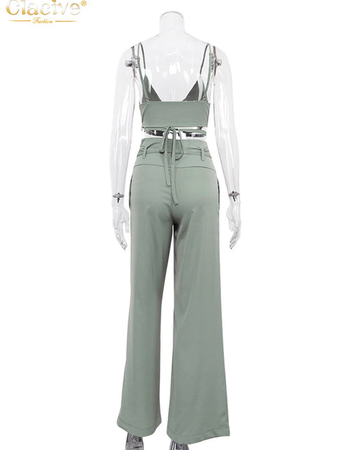 Load image into Gallery viewer, Sexy Wide Trouser Suits Fashion Crop Top  Pants Two Piece
