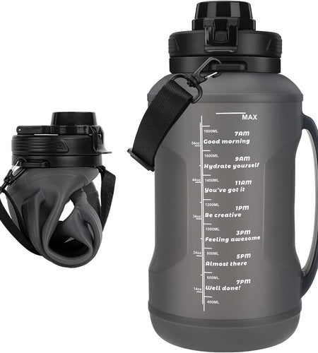 Collapsible Water Bottle, 2l/64oz Large Capacity With Straw Half