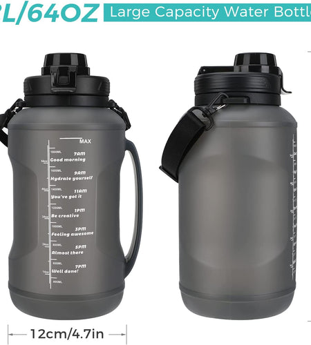 Collapsible Water Bottle, 2l/64oz Large Capacity With Straw Half