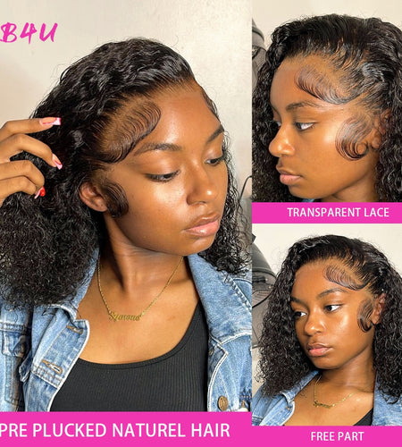 Deep Wave Short Bob Wig Human Hair 13x4 Lace Frontal Wigs Hd Lace