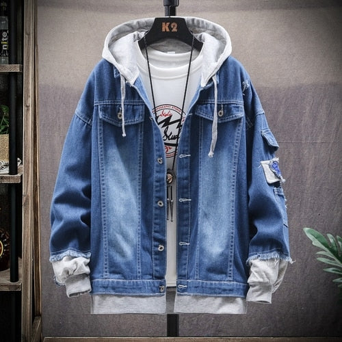 Load image into Gallery viewer, Mens Denim Streetwear Jacket | Denim Jacket Men&#39;s Winter | Men&#39;s
