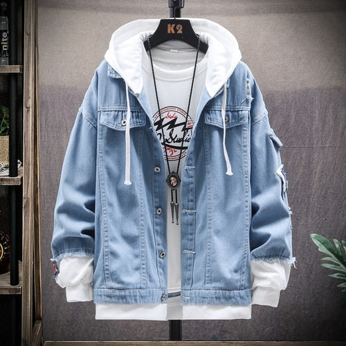 Load image into Gallery viewer, Mens Denim Streetwear Jacket | Denim Jacket Men&#39;s Winter | Men&#39;s
