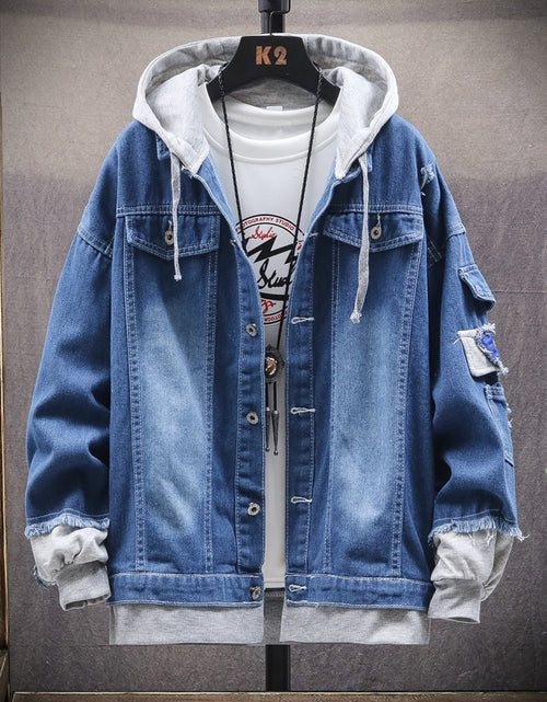 Load image into Gallery viewer, Mens Denim Streetwear Jacket | Denim Jacket Men&#39;s Winter | Men&#39;s
