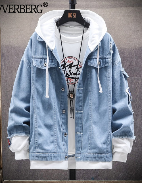 Load image into Gallery viewer, Mens Denim Streetwear Jacket | Denim Jacket Men&#39;s Winter | Men&#39;s
