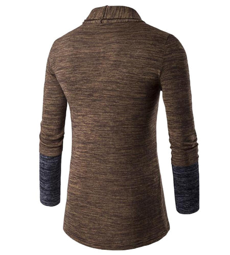 Dropshipping Retro Men Patchwork Long Sleeve Slim Fits Knitted Sweater