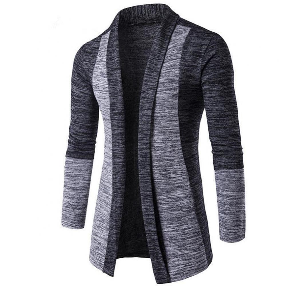 Dropshipping Retro Men Patchwork Long Sleeve Slim Fits Knitted Sweater