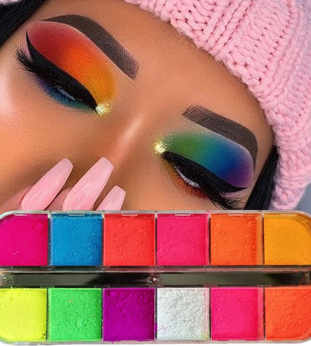 Eyeshadow Palette 12 Colors Matte Neon Fluorescent Pigment Metallic