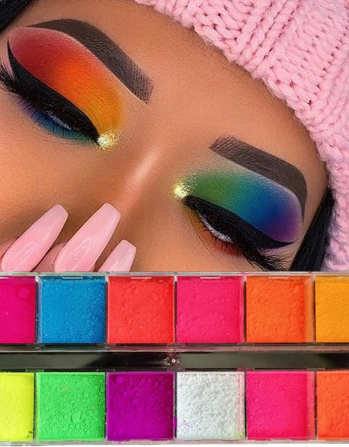 Load image into Gallery viewer, Eyeshadow Palette 12 Colors Matte Neon Fluorescent Pigment Metallic
