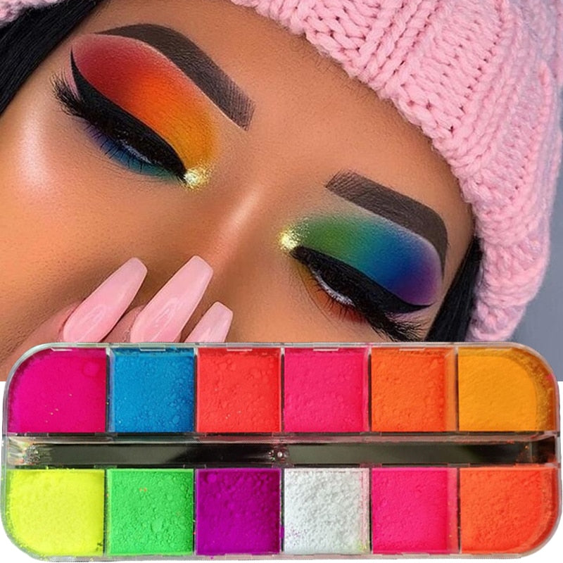 Eyeshadow Palette 12 Colors Matte Neon Fluorescent Pigment Metallic