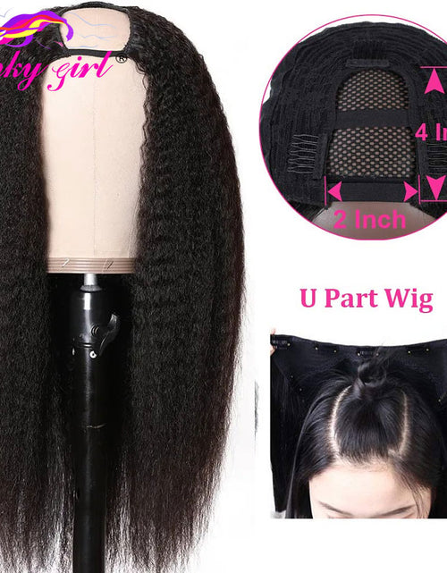 Load image into Gallery viewer, FG Brazilain Kinky Straight Human Hair Wigs Yaki Straight U Part Wig
