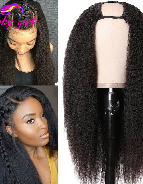 Load image into Gallery viewer, FG Brazilain Kinky Straight Human Hair Wigs Yaki Straight U Part Wig
