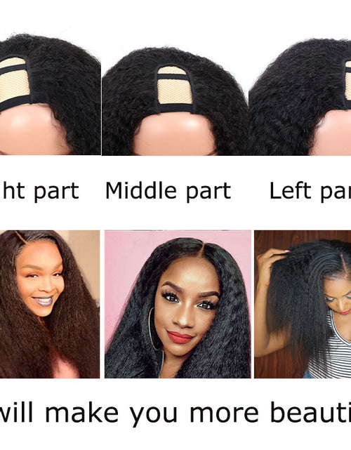 Load image into Gallery viewer, FG Brazilain Kinky Straight Human Hair Wigs Yaki Straight U Part Wig
