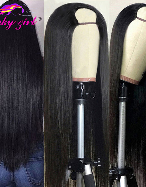 Load image into Gallery viewer, FG Straight U Part 150% Density Natural Brazilian Human Hair Long Wigs
