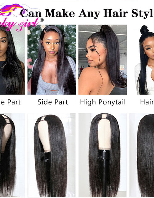 Load image into Gallery viewer, FG Straight U Part 150% Density Natural Brazilian Human Hair Long Wigs
