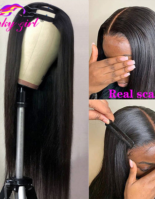 Load image into Gallery viewer, FG Straight U Part 150% Density Natural Brazilian Human Hair Long Wigs
