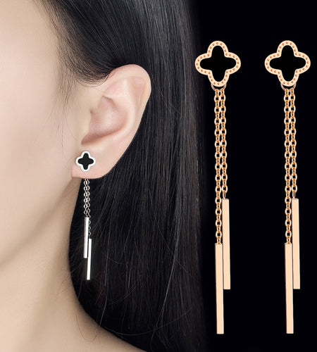 Fashion Personality Oil Dripping Four leaf Clover Earrings for Women a