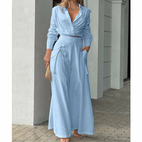 Shirt Long Pants Suits 2 Piece Set