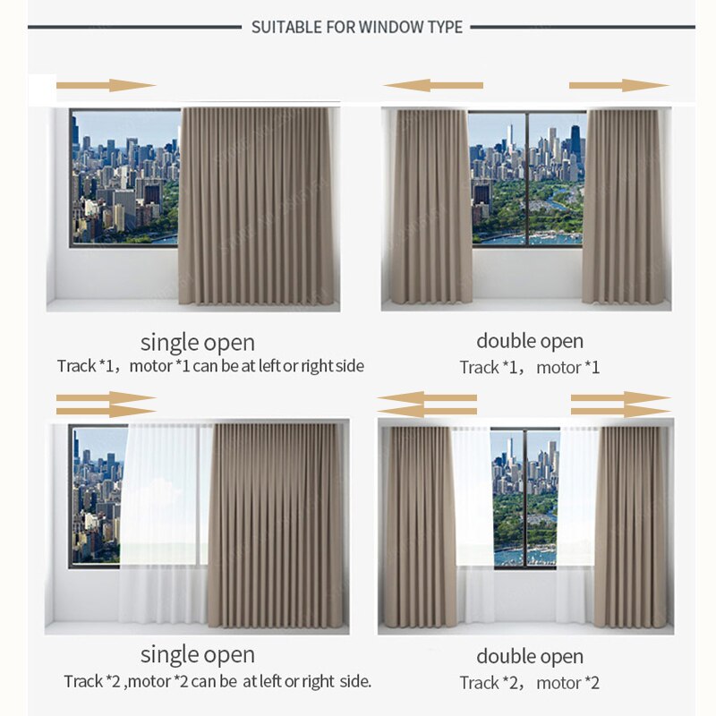 Free to EU country super silent Electric curtain Track for tuya wifi