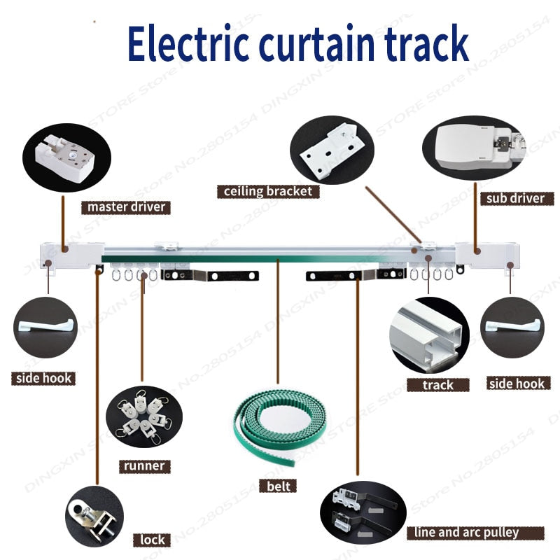 Free to EU country super silent Electric curtain Track for tuya wifi