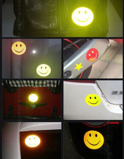 Load image into Gallery viewer, Reflective Smiling Face Sticker | Reflective Bike Safety | Bicycle
