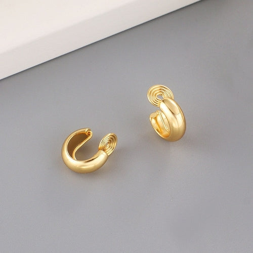 GRACE JUN Top quality 18K Gold Color Mosquito Coil Clip on Hoop