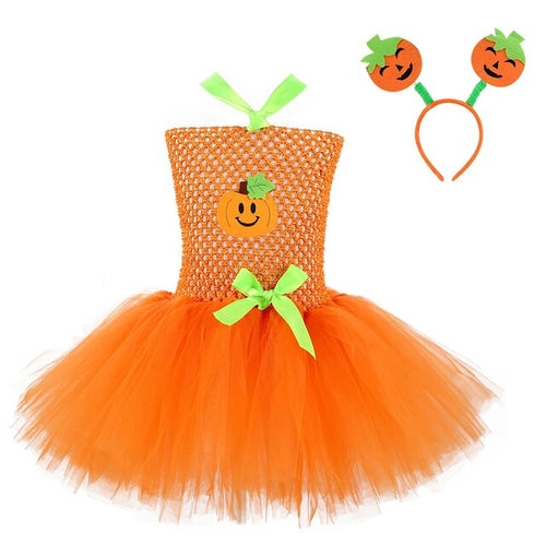 Load image into Gallery viewer, Girls Dress New Halloween Cosplay Costume Children Witch Pumpkin Dress
