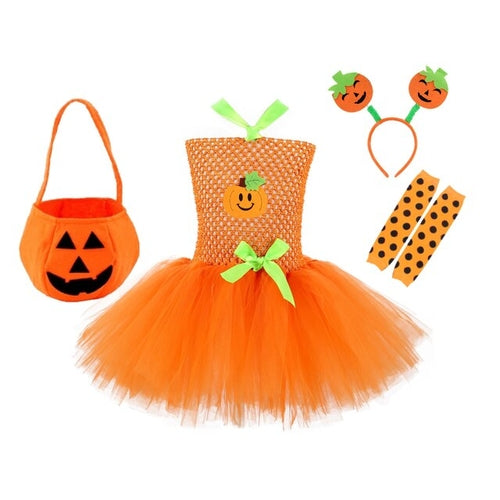 Load image into Gallery viewer, Girls Dress New Halloween Cosplay Costume Children Witch Pumpkin Dress
