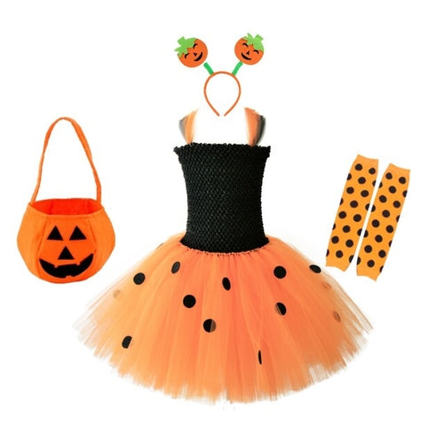 Load image into Gallery viewer, Girls Dress New Halloween Cosplay Costume Children Witch Pumpkin Dress
