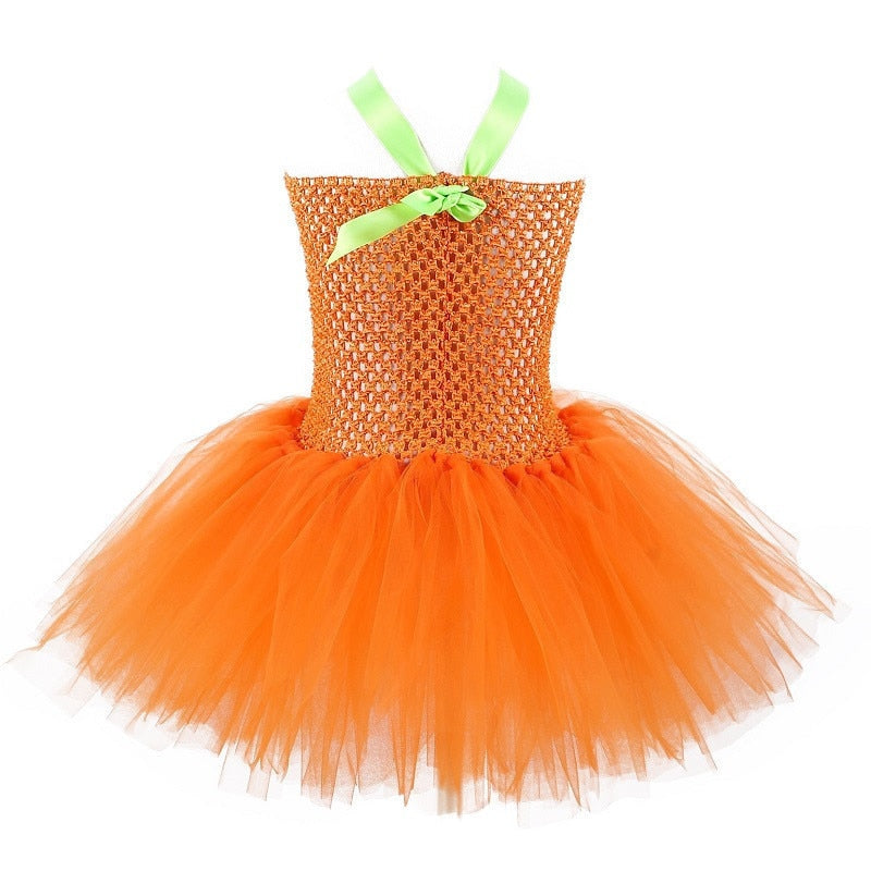 Girls Dress New Halloween Cosplay Costume Children Witch Pumpkin Dress