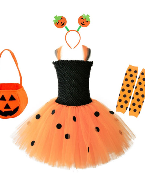 Load image into Gallery viewer, Girls Dress New Halloween Cosplay Costume Children Witch Pumpkin Dress
