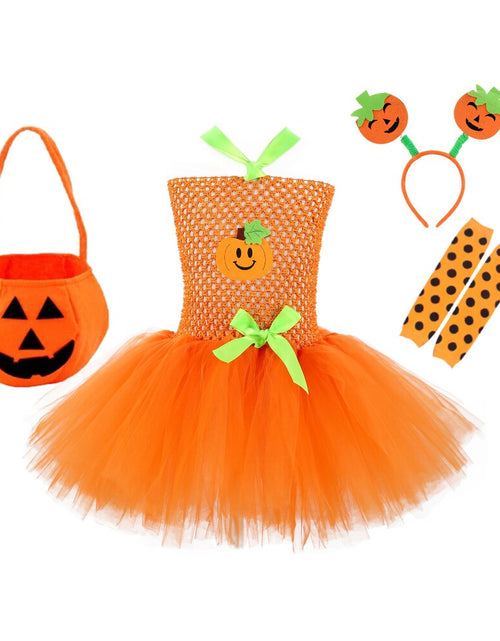 Load image into Gallery viewer, Girls Dress New Halloween Cosplay Costume Children Witch Pumpkin Dress
