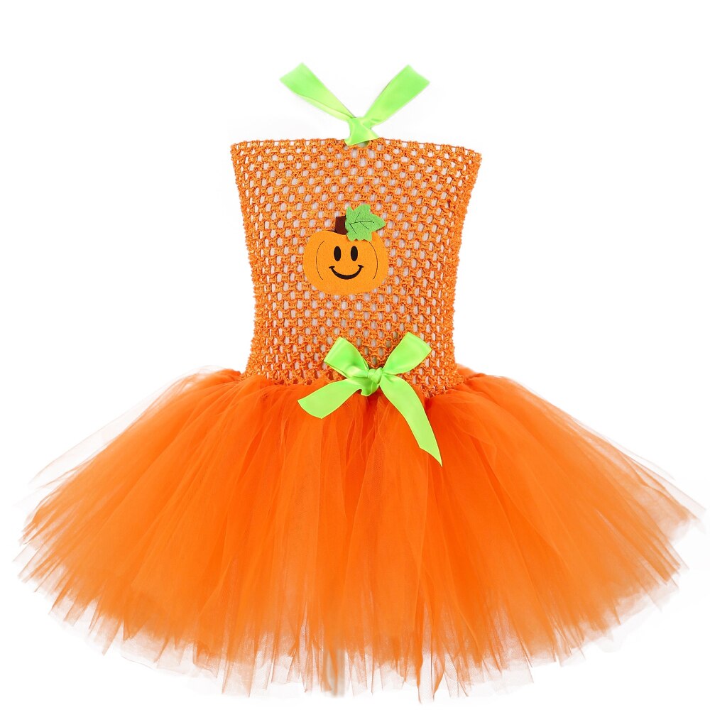 Girls Dress New Halloween Cosplay Costume Children Witch Pumpkin Dress