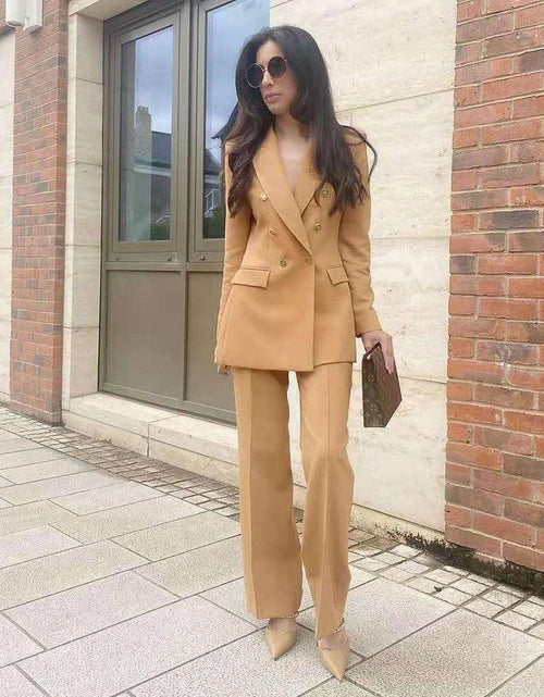 Load image into Gallery viewer, 2-Piece Set Office Wear Double Breasted Blazer Coat Vintage High Waist
