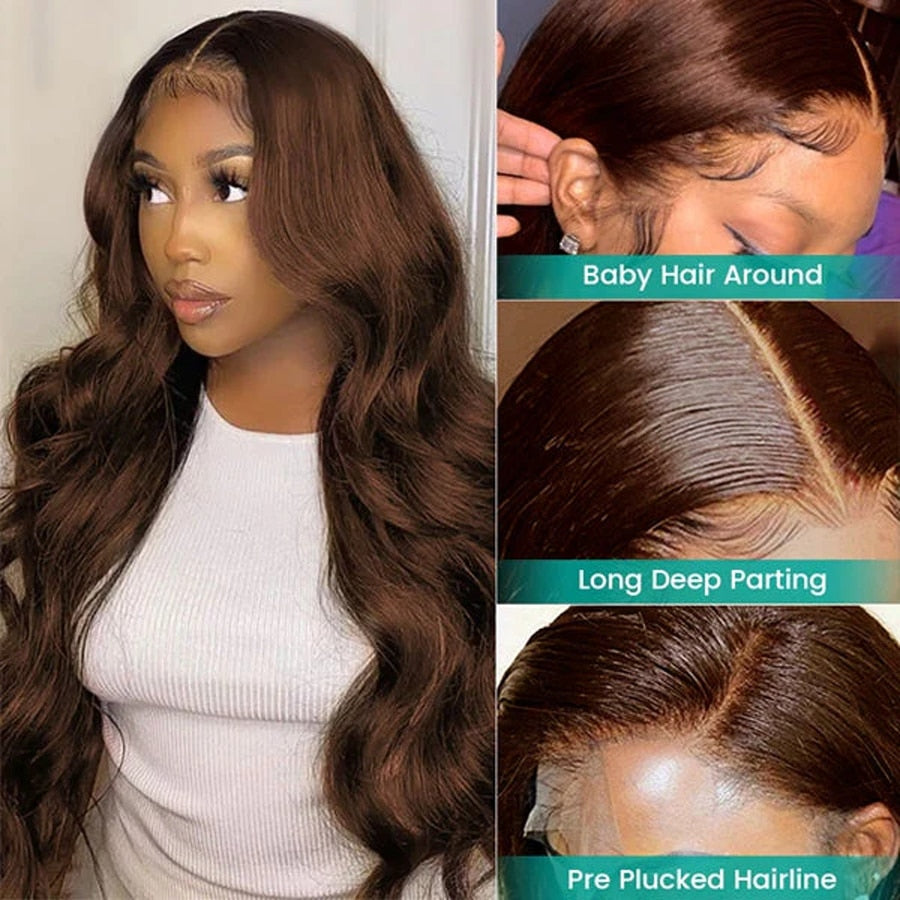 Chocolate Brown Human Lace Wig | Chocolate Brown Lace Front Wig - Hd