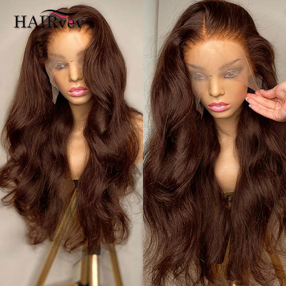 Chocolate Brown Human Lace Wig | Chocolate Brown Lace Front Wig - Hd