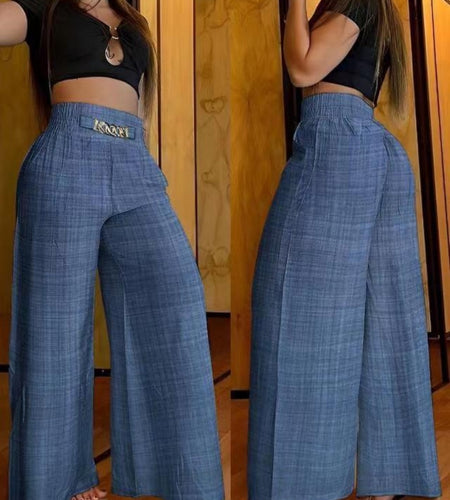 HLJ&GG Elegant Office Lady Clothing Women High Waisted Straight Wide