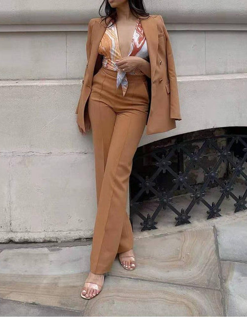 Load image into Gallery viewer, 2-Piece Set Office Wear Double Breasted Blazer Coat Vintage High Waist
