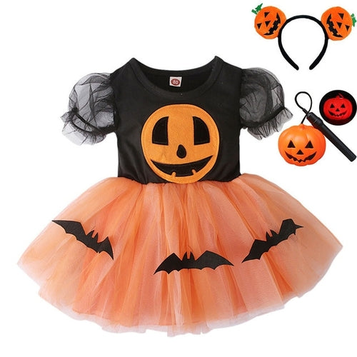 Halloween Pumpkin Dress for Girl Fansy Tutu Dresses with Shawl Baby