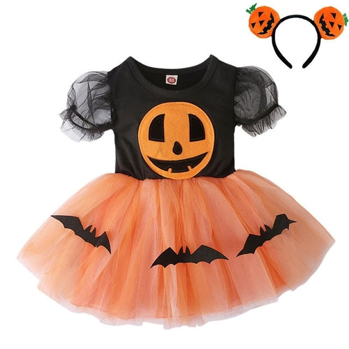 Halloween Pumpkin Dress for Girl Fansy Tutu Dresses with Shawl Baby